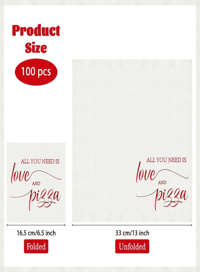 Greencian 100Pcs Pizza Wedding Paper Napkins 3 Ply Red Foil All You Need is Love and Pizza Beverage Napkins Engagement Guest Napkin for Thats Amore Bridal Shower Party Rehearsal Valentine Day Decorations - Image 4
